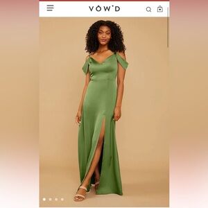 VOW’D Vneck Off the Shoulder Detail Silky Satin Material Bridesmaid Prom Dress
